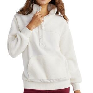 TIME AND TRU French Terry & Sherpa Pullover Sweatshirt with Buttons
